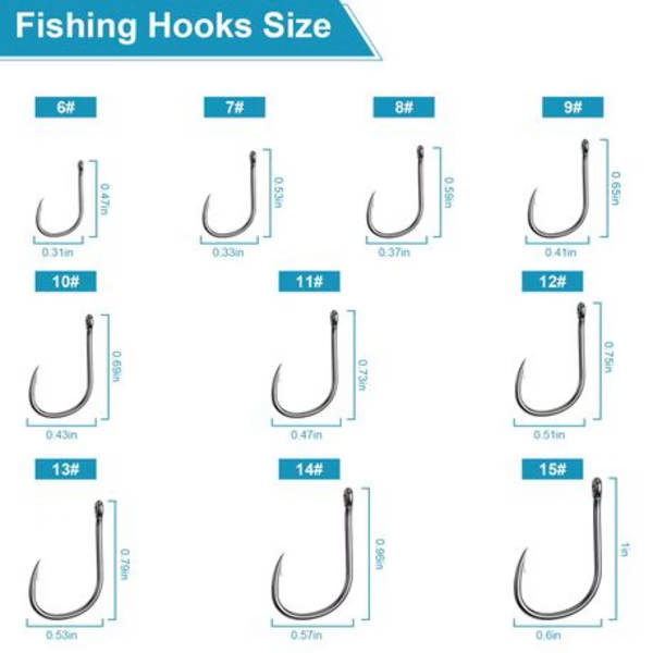 500pcs Fishing Hooks with 200pcs Barrel Snap Swivels