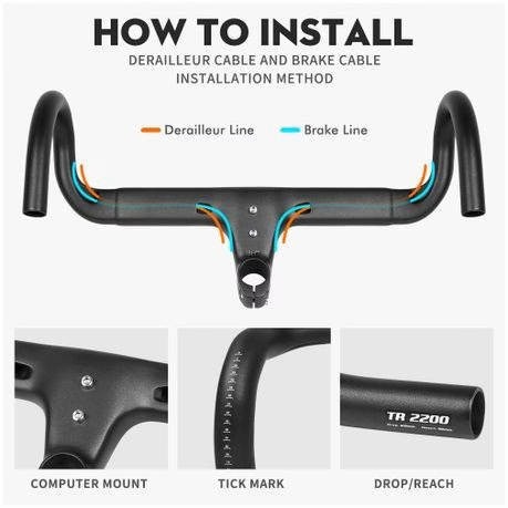 TOSEEK TR2200 Carbon Integrated Road Bar - 440mm Wide - 90mm Stem