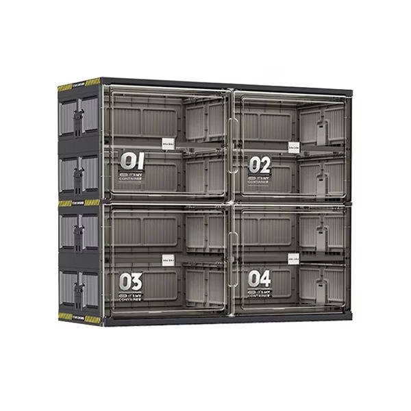 4 Door, 8 Shelf Dust-Free Shoe Organizer - 16 Pairs (Black)