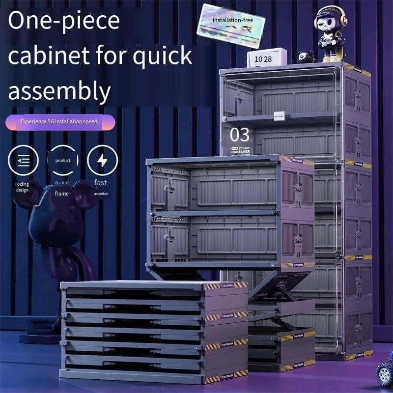 4 Door, 8 Shelf Dust-Free Shoe Organizer - 16 Pairs (Black)