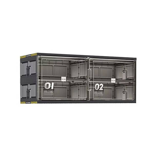 4 Door, 8 Shelf Dust-Free Shoe Organizer - 16 Pairs (Black)