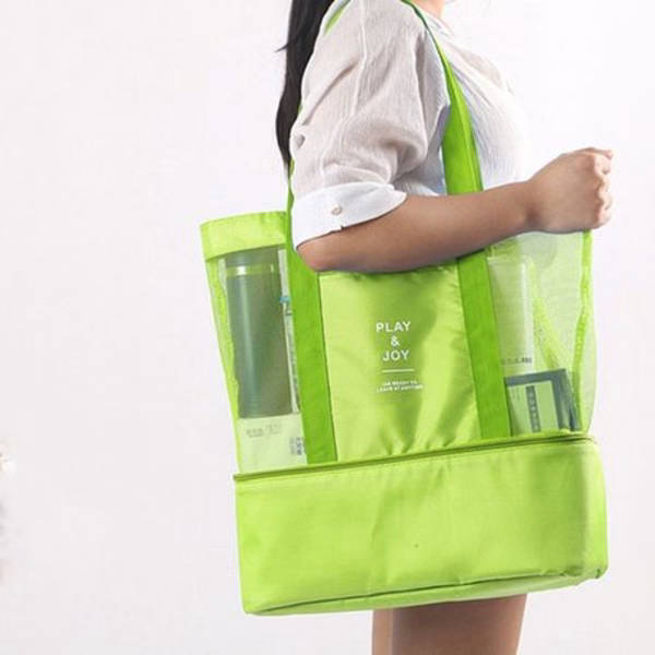Mesh Beach Bag with Detachable Insulated Cooler