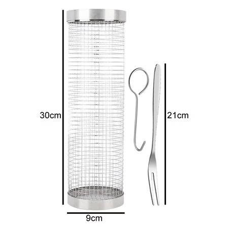 Rotating Braai Basket Set - Kitchen Shears, Oil Sprayer & Tools