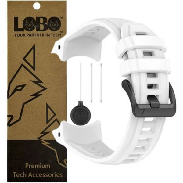 LOBO Silicone Strap Compatible With Garmin Instinct 3 - 45mm Models - White