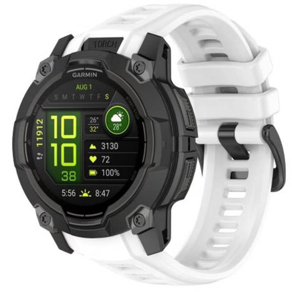 LOBO Silicone Strap Compatible With Garmin Instinct 3 - 45mm Models - White