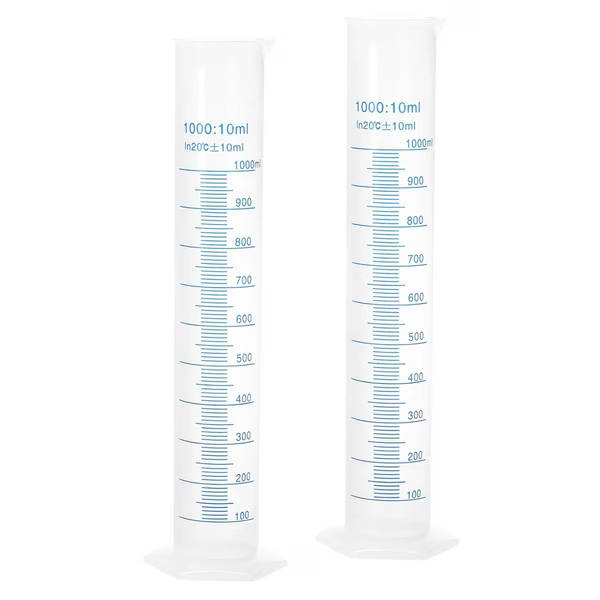 2PCS 1000ml Graduated Measuring Cylinders - Dual Markings, Durable PP