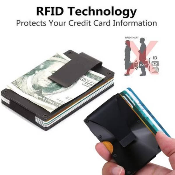 T4U Aluminium Minimalist Card Holder &amp; Money Clip RFID Blocking