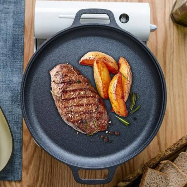 Heavyweight Cast Iron Round Griddle Skillet Pan