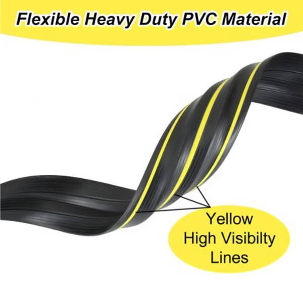 Heavy Duty 3m PVC Cable Floor Cover - 3 Channels with Yellow Safety Lines