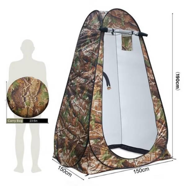 Pop-Up Camping Shower Tent With Toilet &amp; 2 Sun Showers (150 x 150 x 190CM)