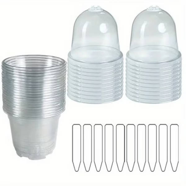 20 Piece Plant Propagation Domes with Pots &amp; Plant Labels