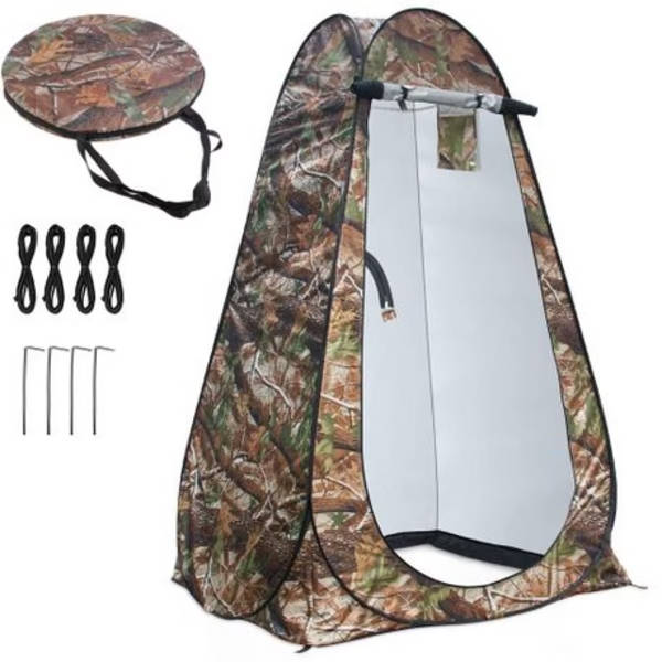 Pop-Up Camping Shower Tent With Toilet &amp; 2 Sun Showers (150 x 150 x 190CM)