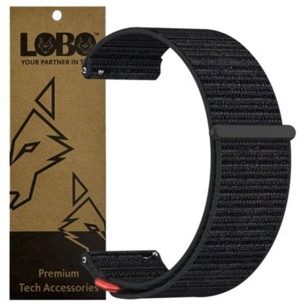 LOBO 24mm FastFit Nylon Velcro Strap Compatible With Garmin Venu X1 - Black