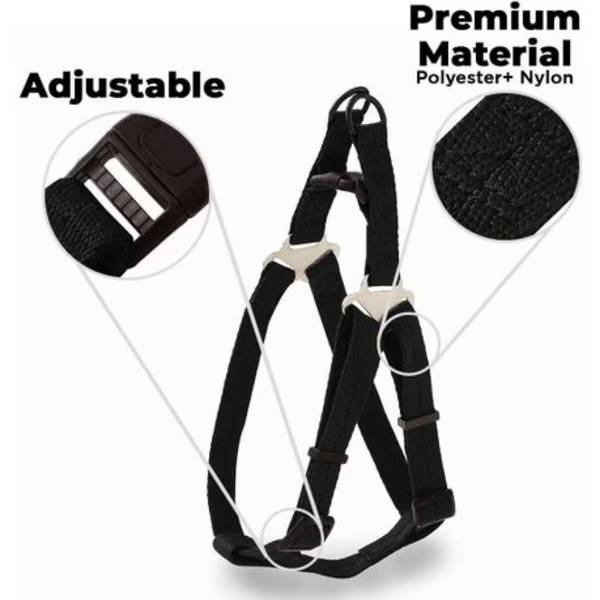 Adjustable No-Pull Dog Harness &amp; Leash Set - Large (Black)