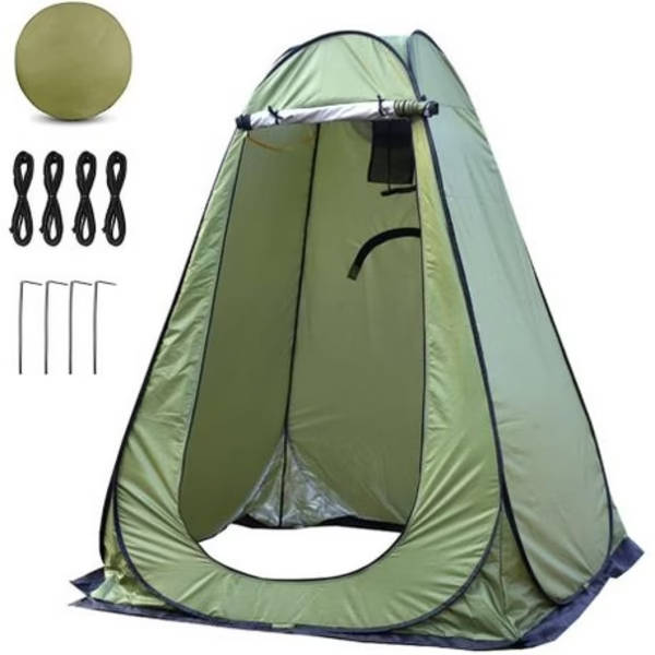 Pop-Up Camping Shower Tent With Toilet &amp; 2 Sun Showers (150 x 150 x 190CM)