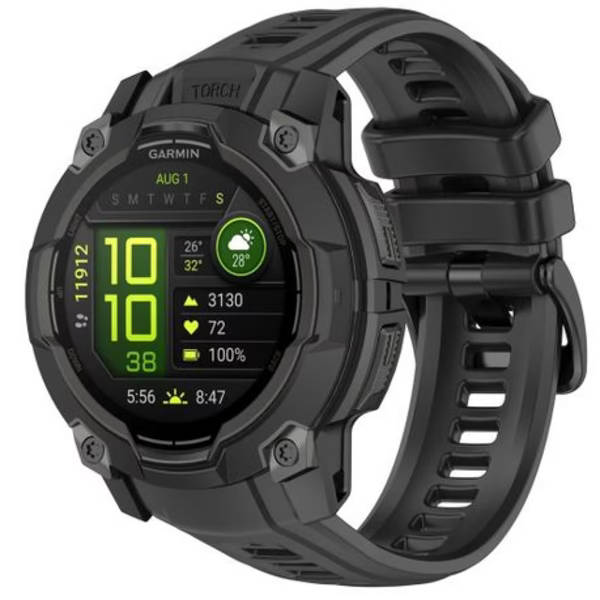 LOBO Silicone Strap Compatible With Garmin Instinct 3 - 45mm Models - Black