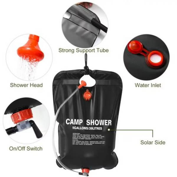 Pop-Up Camping Shower Tent With Toilet &amp; 2 Sun Showers (150 x 150 x 190CM)