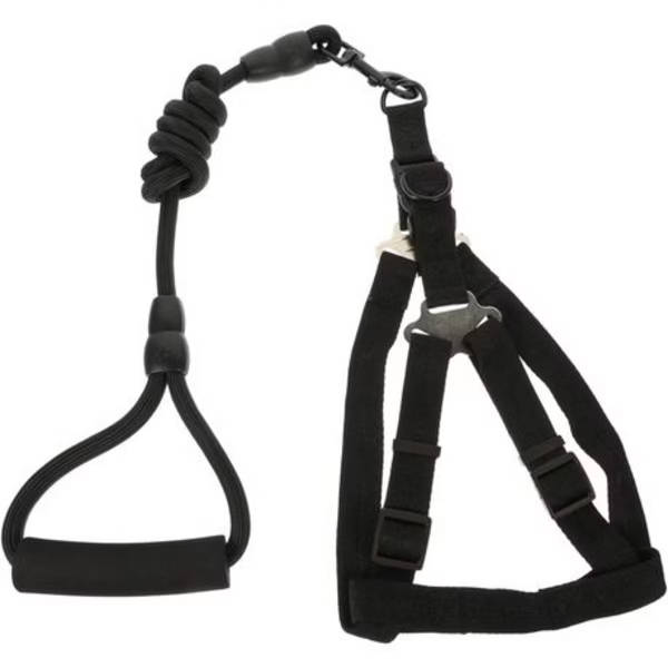 Adjustable No-Pull Dog Harness &amp; Leash Set - Medium (Black)
