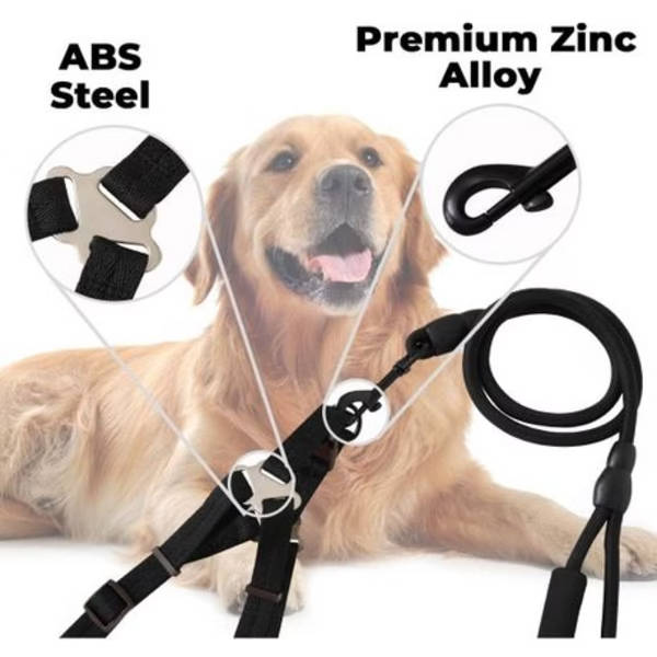 Adjustable No-Pull Dog Harness &amp; Leash Set - Medium (Black)