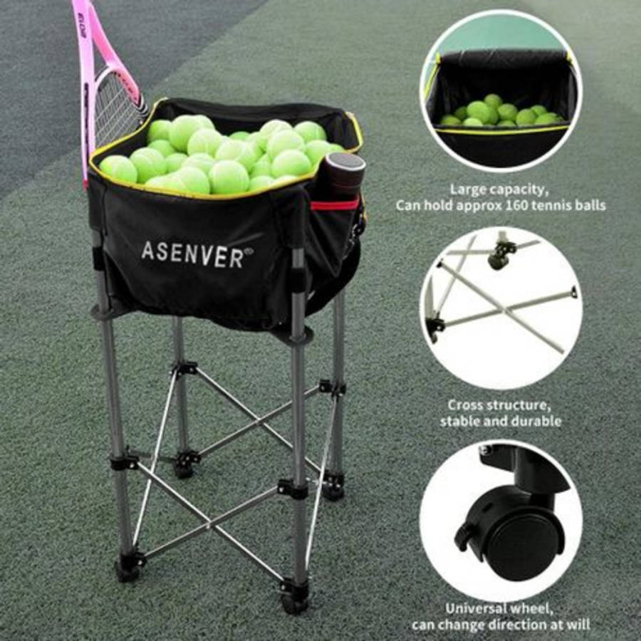 ASENVER Tennis Ball Hopper Cart