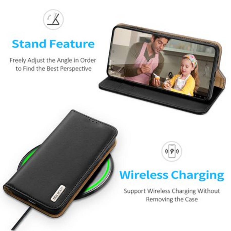 DUX DUCIS Genuine Leather RFID Blocking Cover Samsung S22 5G 6.1 inch - Black