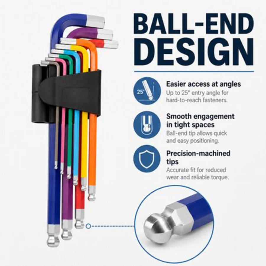 9-piece Metric Ball-End Allen Key Set With Storage Holder