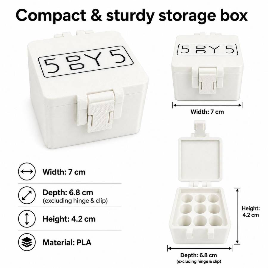 5BY5 Peptide Travel Container Compatible With Standard 3ml Vials - 9 Slot