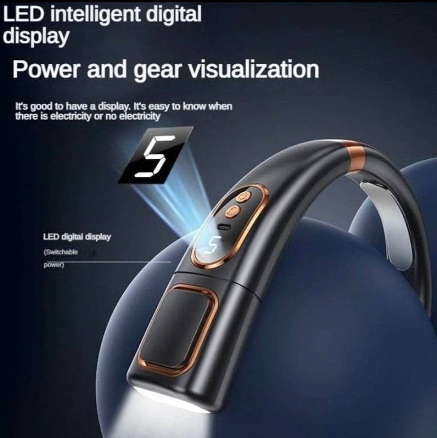 8000mAh 5-Speed Portable Neck Fan - Black