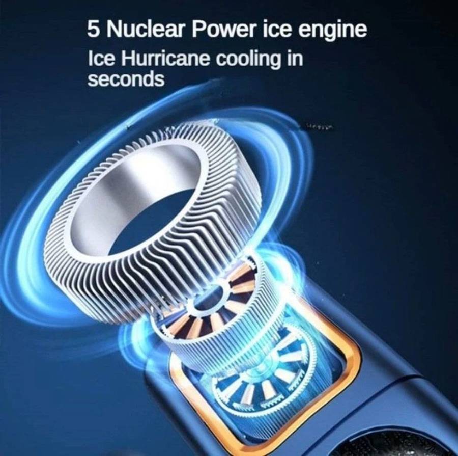 8000mAh 5-Speed Portable Neck Fan - Black