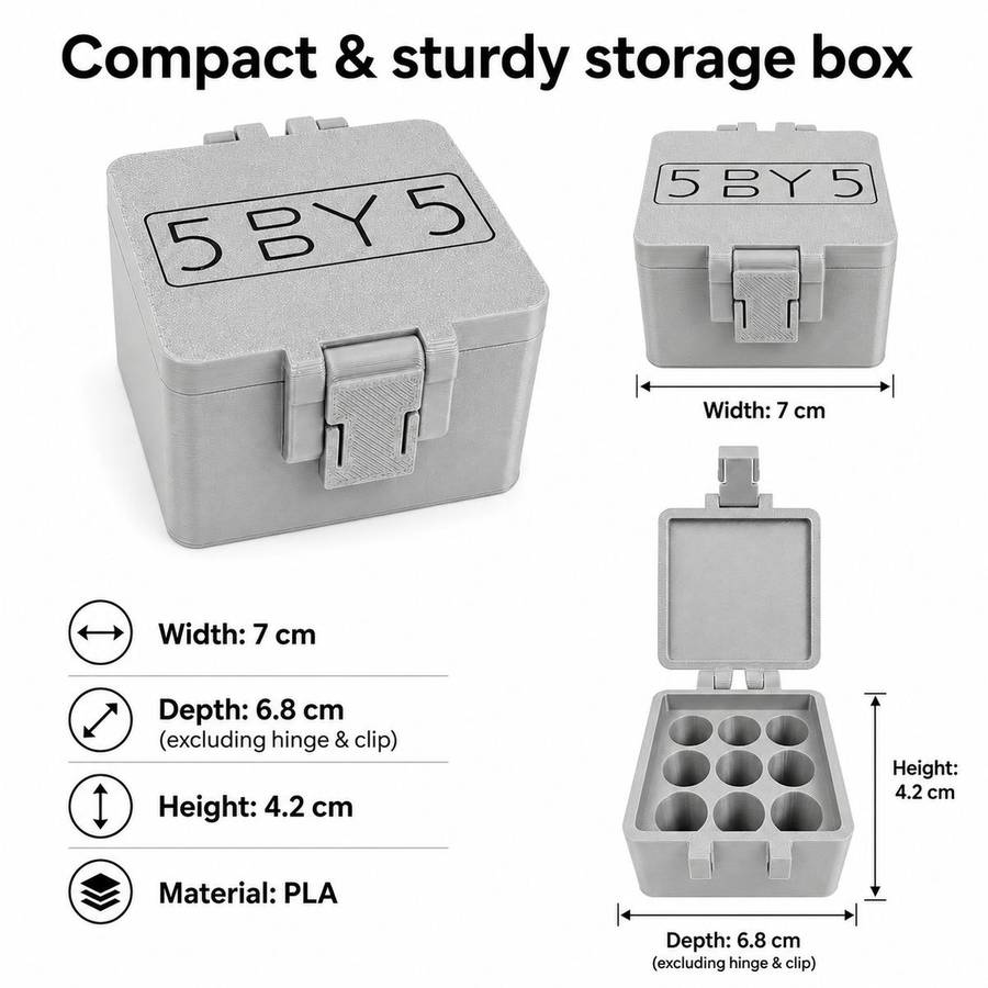 5BY5 Peptide Travel Container Compatible With Standard 3ml Vials - 9 Slot