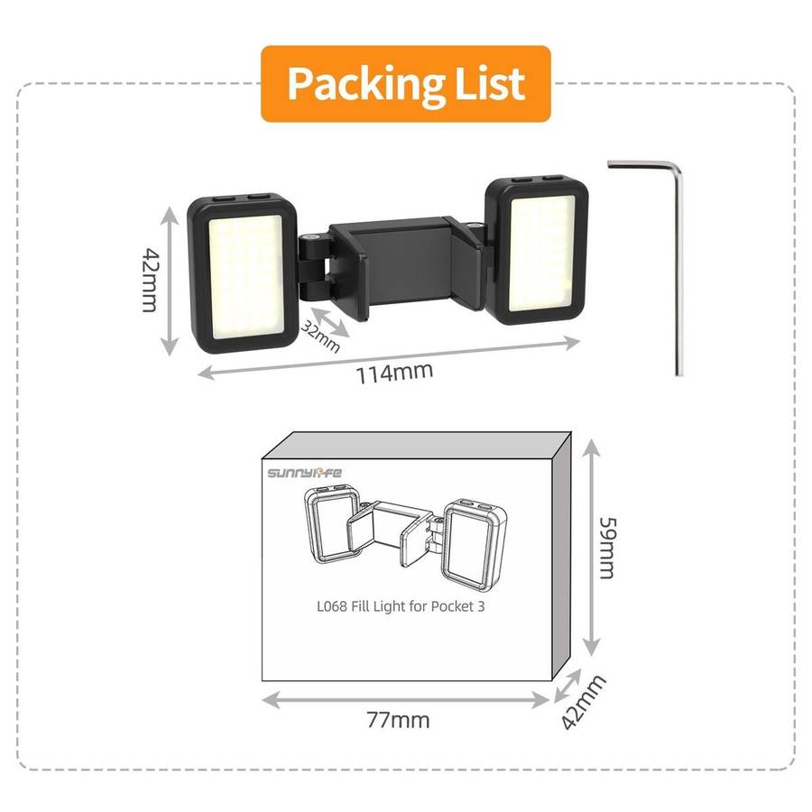 Sunnylife Adjustable Dual Fill Light for DJI Osmo Pocket 3 (Black)