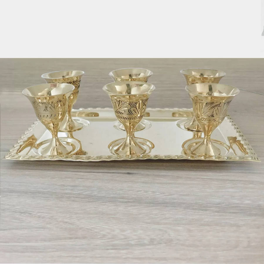 Brass Egg Cup Holder 7 Piece Set