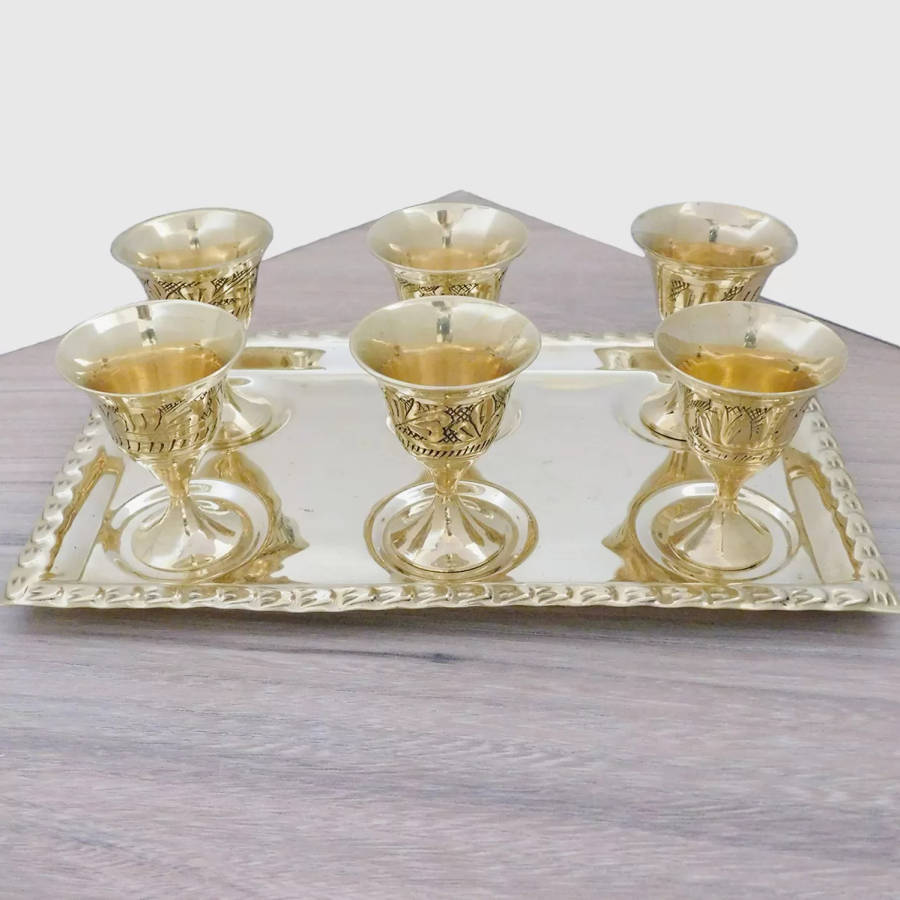 Brass Egg Cup Holder 7 Piece Set