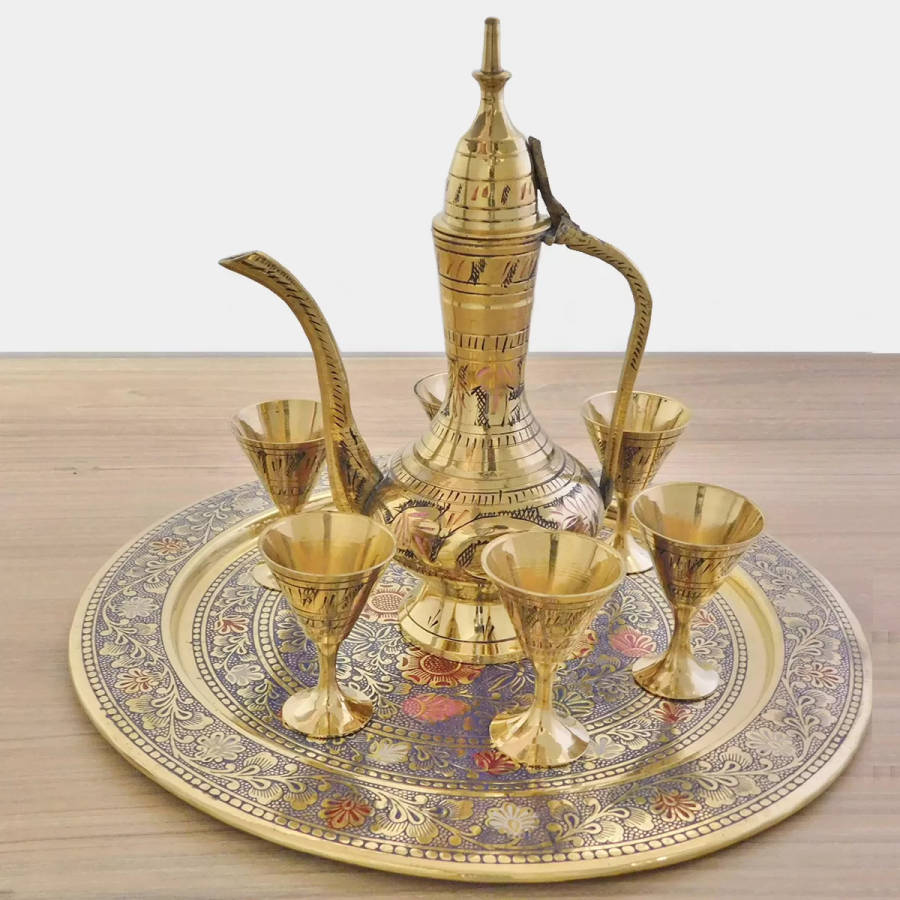 Round Wine Set with Colour Engraving (10 inch) - Blue