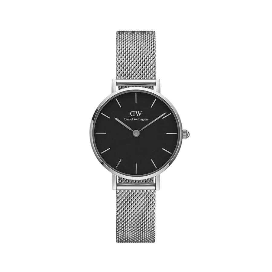 Daniel Wellington Sterling Silver tone Women's Watch (DW00100162) - Black Dial & Mesh Bracelet