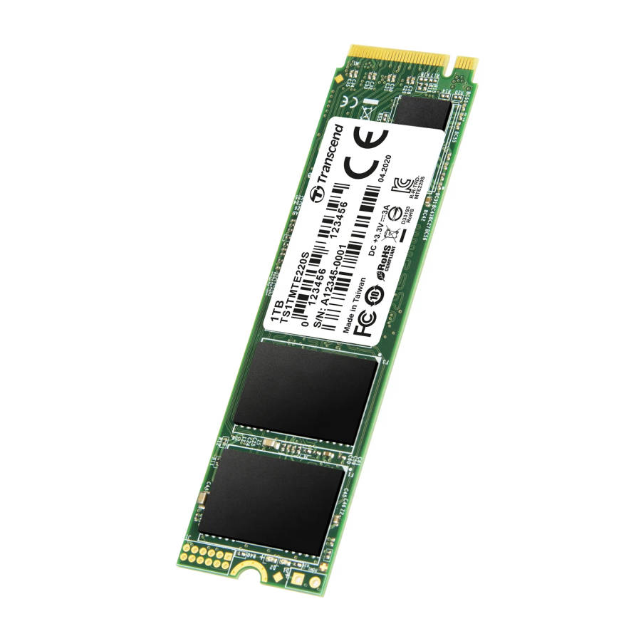 TRANSCEND 1TB MTE220S PCI-E GEN 3x4 NVMe M.2 2280 SSD 3D TLC with DRAM cache -3500 MB/s Read 3200...