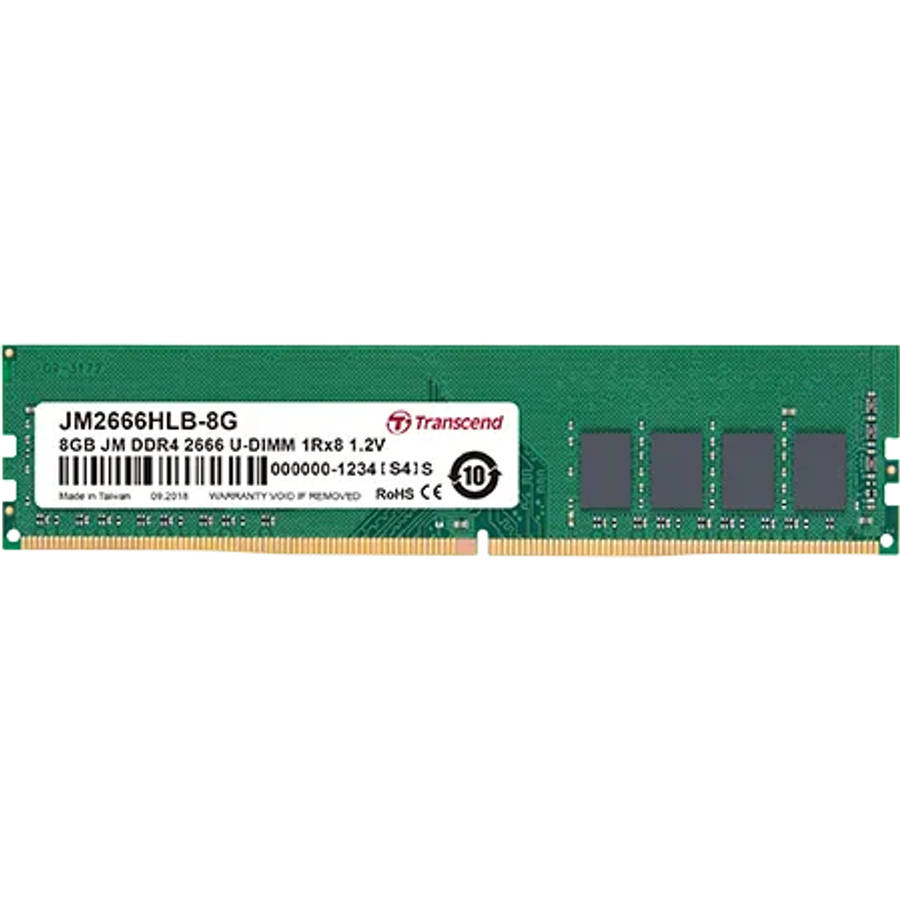 TRANSCEND 8GB DDR4 2666MHS DESKTOP U-DIMM 1Rx8 1Gx8 CL19 1.2V