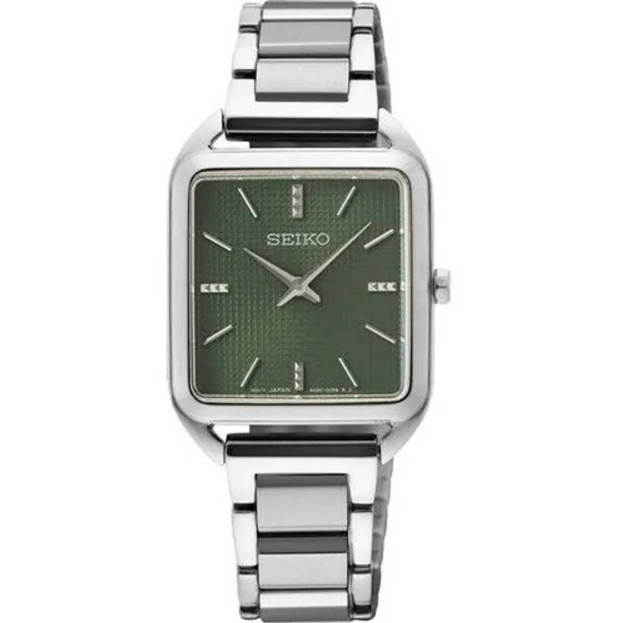 Seiko Essentials Stainless Steel Green Dial Quartz SWR075P1 Women's Watch
