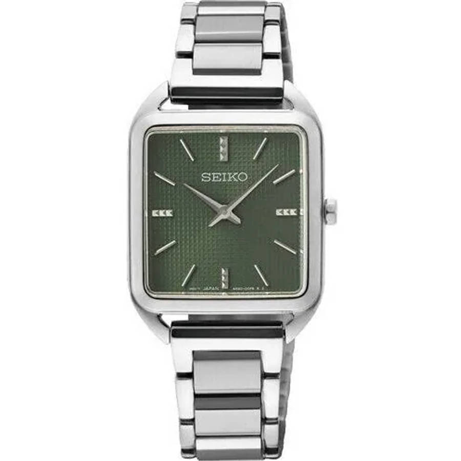 Seiko Essentials Stainless Steel Green Dial Quartz SWR075P1 Women's Watch