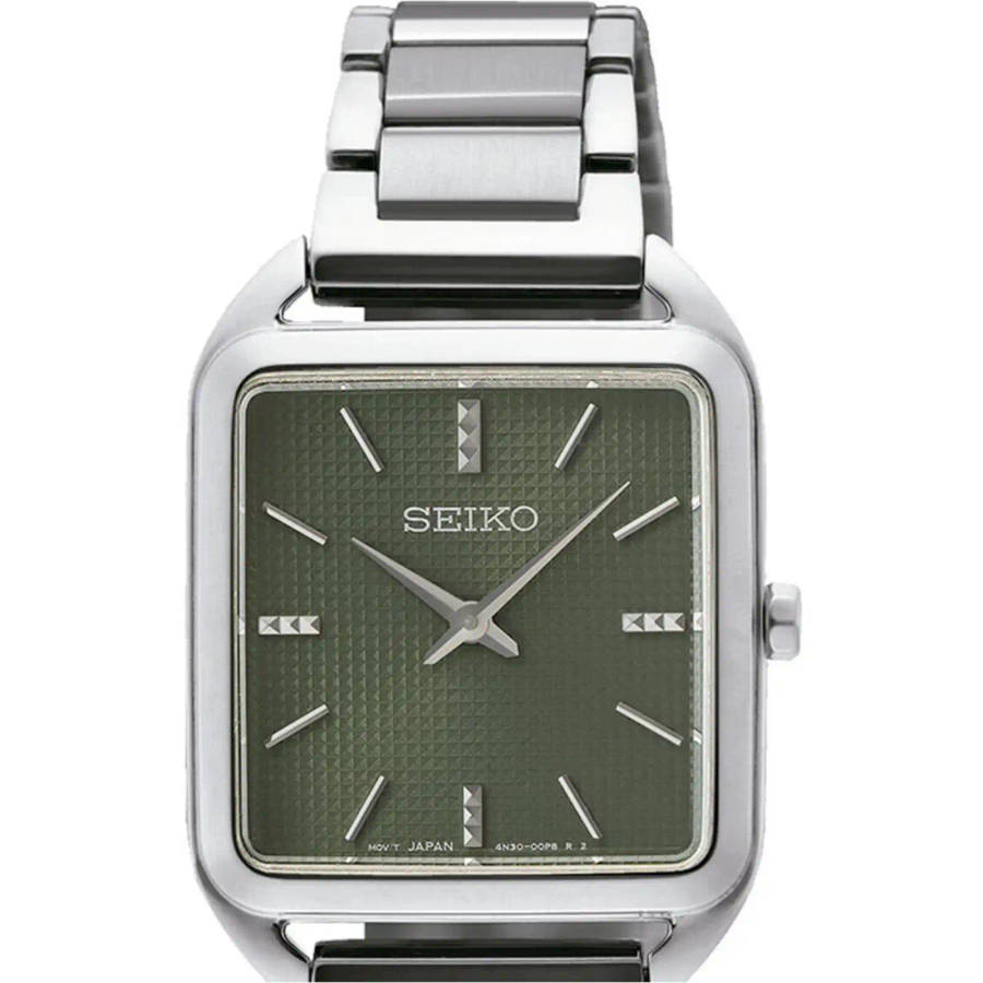 Seiko Essentials Stainless Steel Green Dial Quartz SWR075P1 Women's Watch