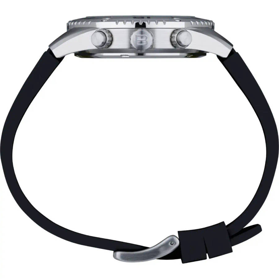 Breil Sprinter 43mm Mens Chronograph  Black Dial, Silver Steel Case & Black Silicone Strap ...