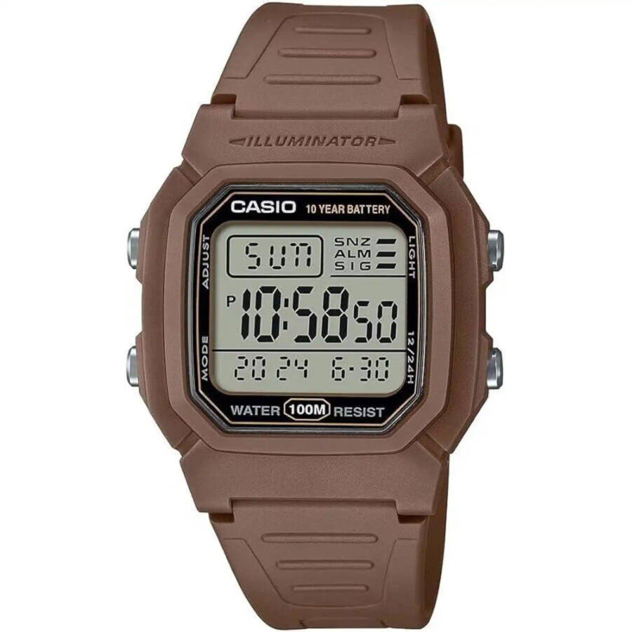 Casio Timeless Collection diver - double time, alarm, chronograph - 10 year battery - brown (w-80...