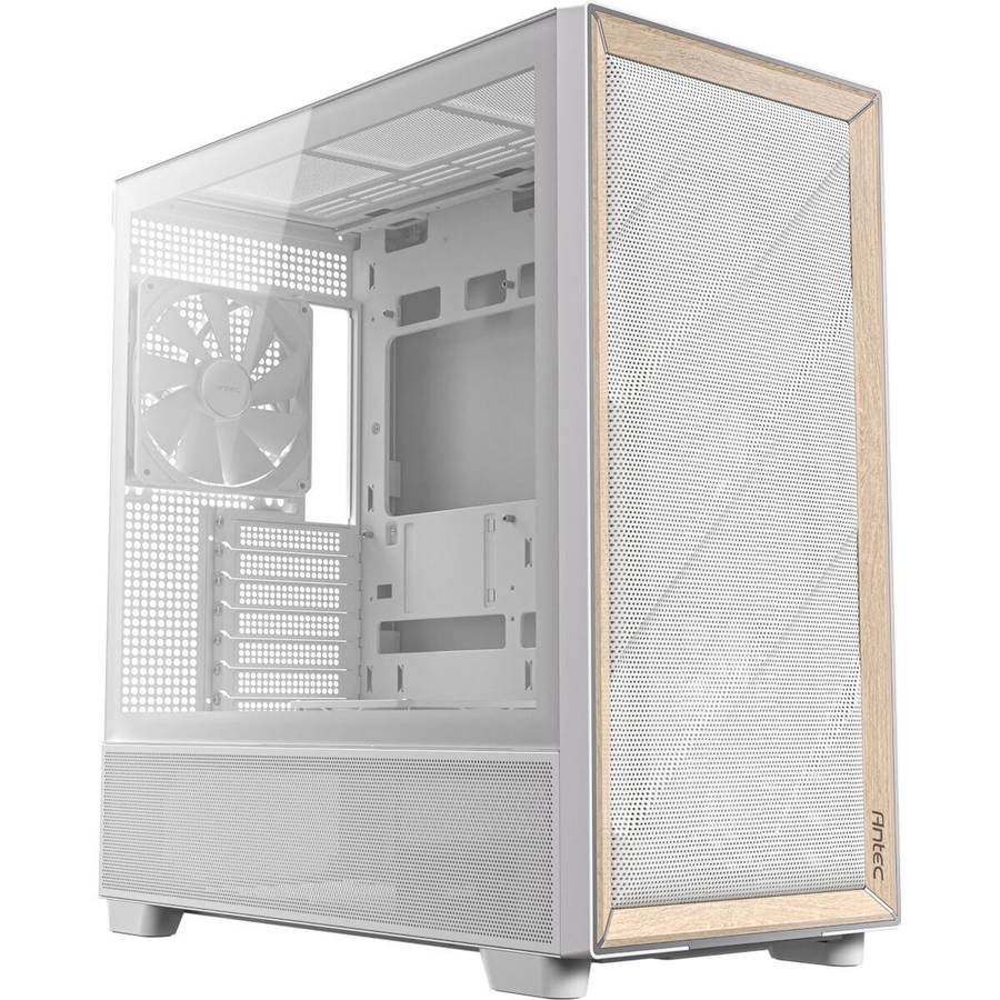 Antec FLUX Mid-Tower E-ATX Gaming Chassis Wood Front Panel - White