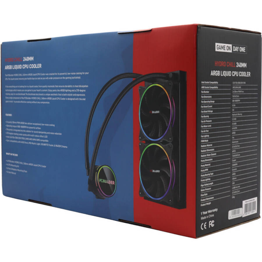 PCBuilder Hydro Chill 240MM AIO Liquid CPU Cooler ARGB