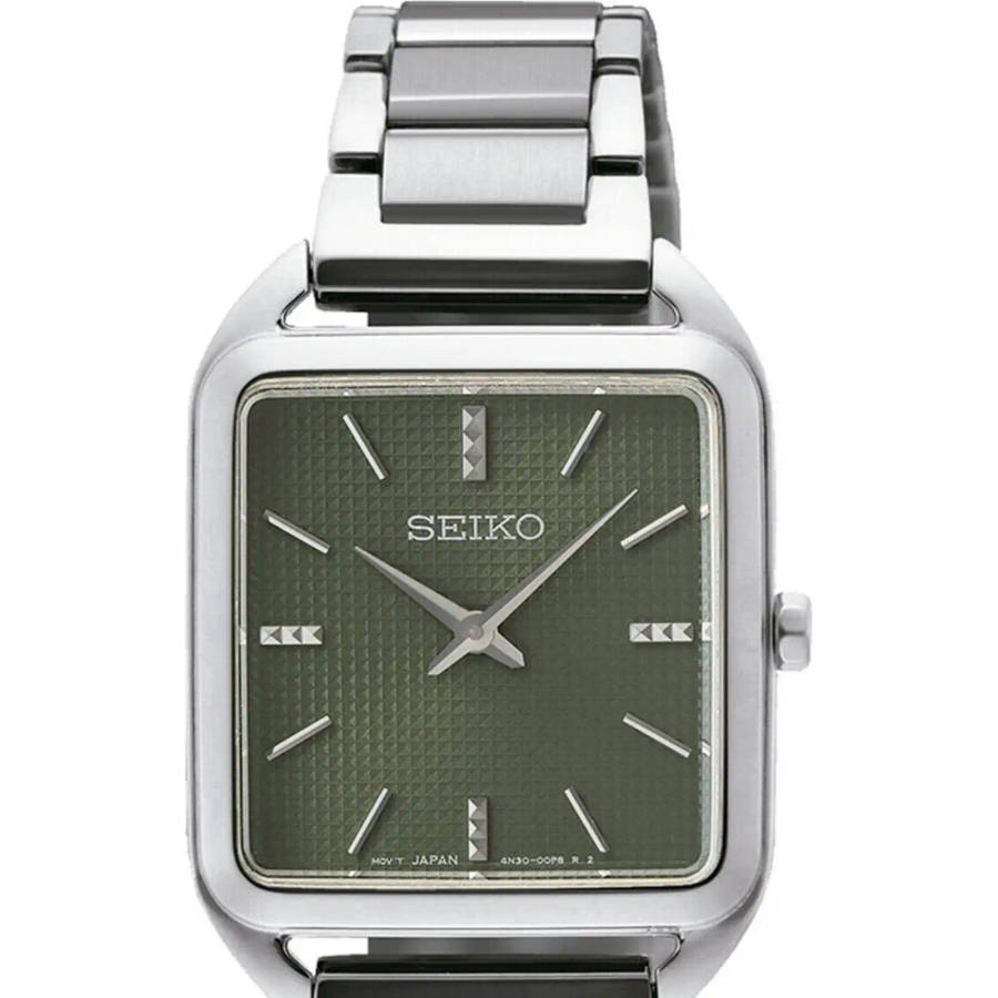 Seiko Essentials Stainless Steel Green Dial Quartz SWR075P1 Women's Watch