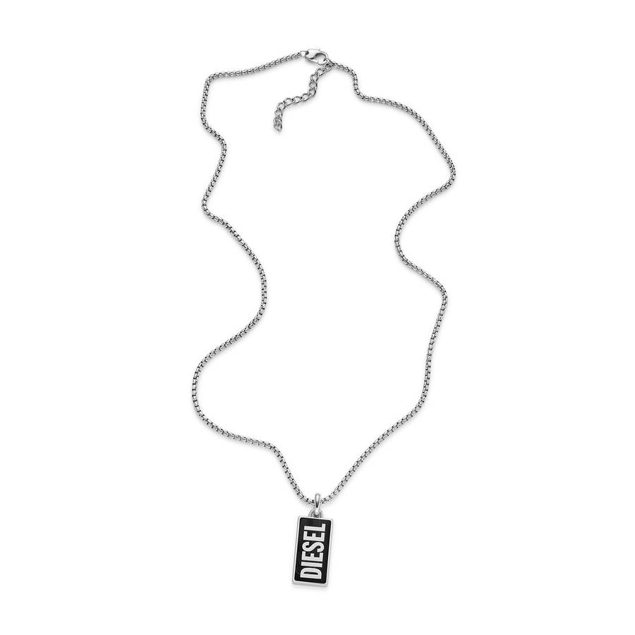 Diesel Jewels Men's Black Agate Pendant Necklace - DogTag (DX1515040)