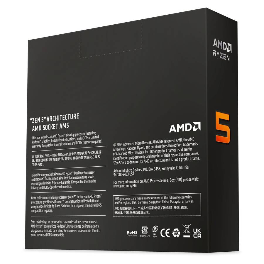 AMD Ryzen 5 9600X CPU - AMD Ryzen 5 6-Core Socket AM5 5.40GHz Processor