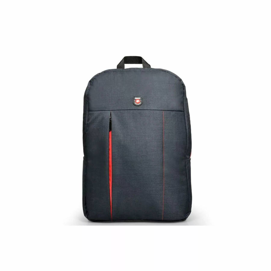 Port Designs Portland Backpack Black and Red Linen and Polyester