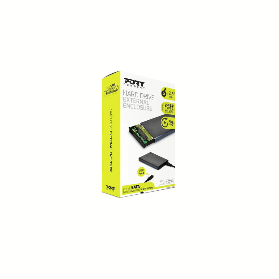 Port Designs 2.5-inch USB-C External HDD Enclosure Black