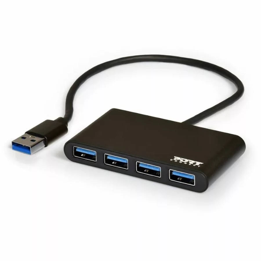 Port USB3.0 to 4 x USB3.0 5Gbps 4 Port Hub - Black